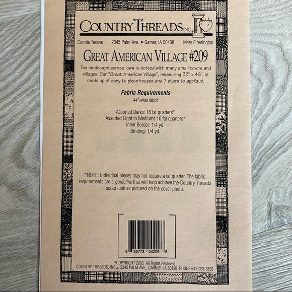 Quilt Pattern - Country Threads “Great American Village” Throw or Wall Hanging - Picture 5 of 6